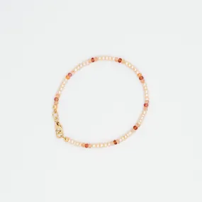 Pink Seed Pearl Bracelet with Garnet and Sunstone