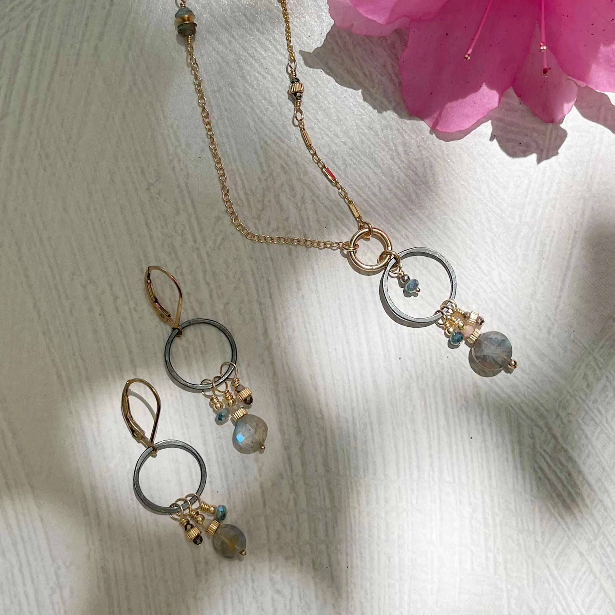 Portico Labradorite and Gold Dangle Earrings