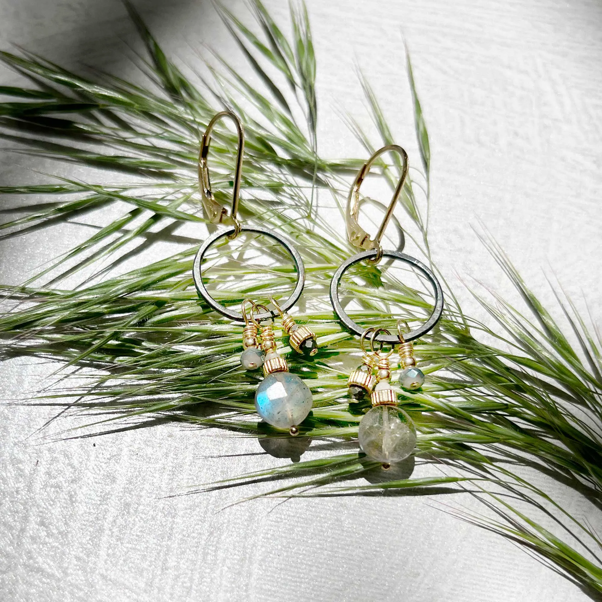 Portico Labradorite and Gold Dangle Earrings