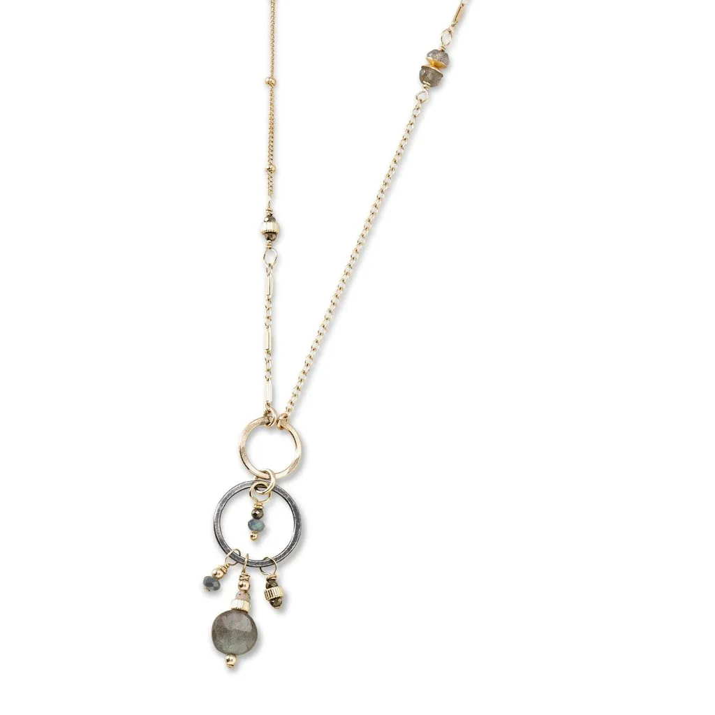 Portico Labradorite Mixed Gold Chains Necklace