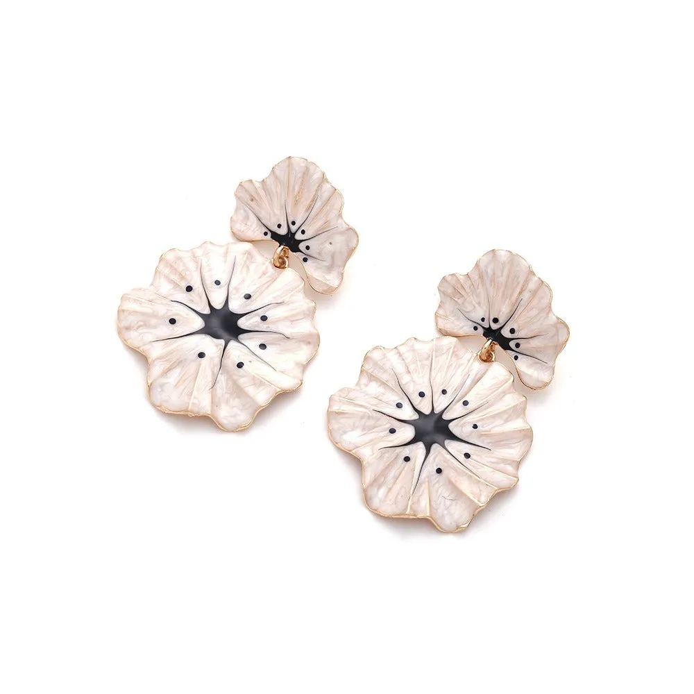 Pre Order:  Alloy Drip Oil Flower Earrings