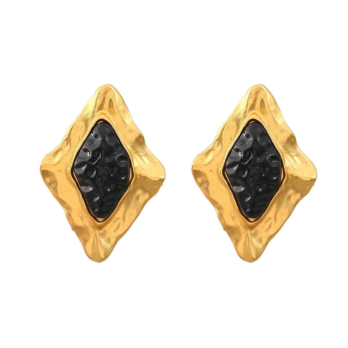 Pre Order:  Diamond Shaped Black Core Earrings