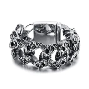 Punk-Inspired Stainless Steel Skull Bracelet for Men with Creative Titanium Finish