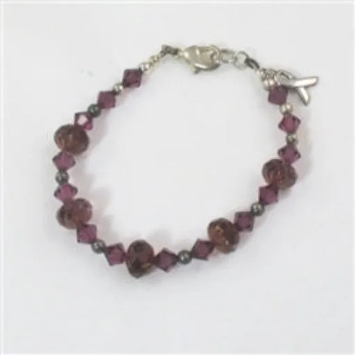 Purple Alzheimer Awareness Crystal Beaded Bracelet