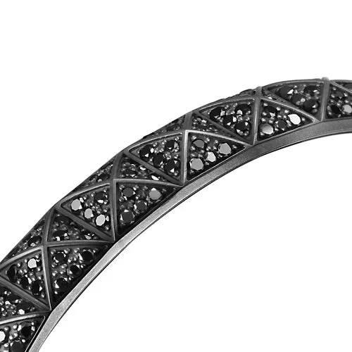 Pyramid Cuff Bracelet in Black Titanium with Black Diamonds, 9.3mm, Size Medium