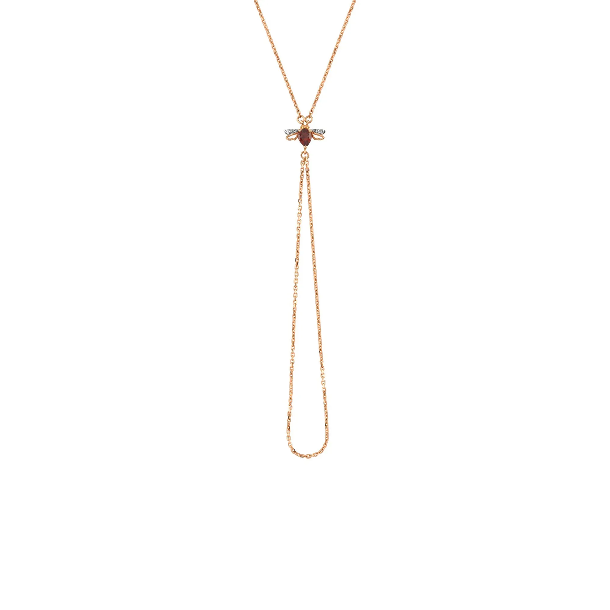 QUEEN BEE BELLA GOLD DIAMOND GARNET HAND CHAIN