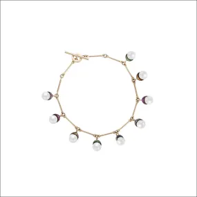 Rainbow navratna mala bracelet with white pearls