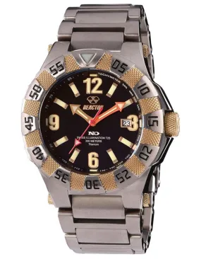 Reactor Mens Gamma 2 - Titanium Case & Bracelet - Black Dial - Never Dark - 300M