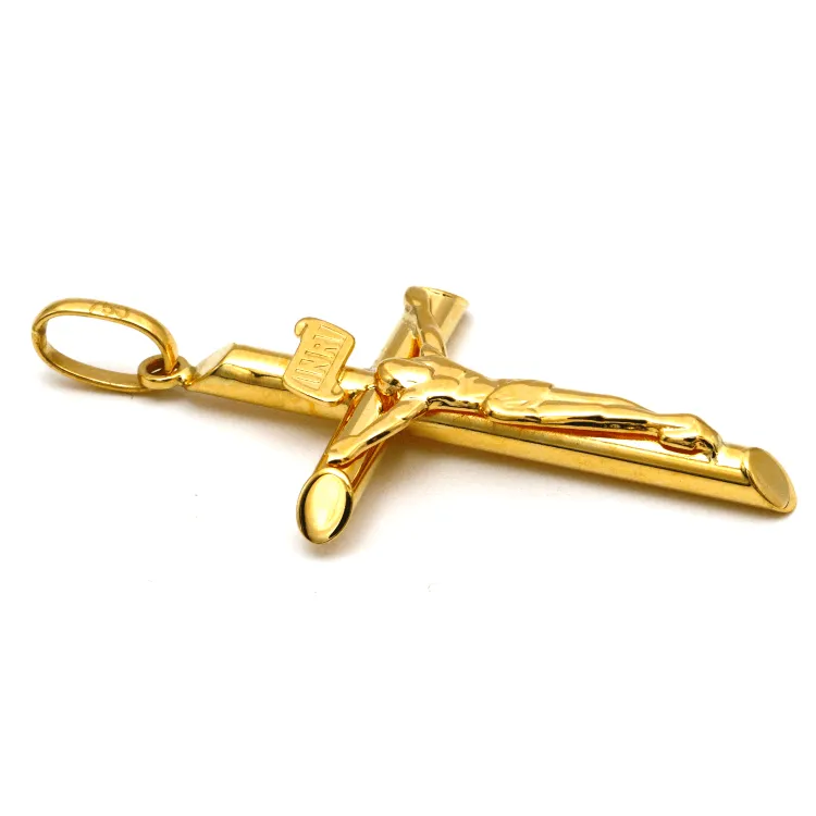 Real Gold Jesus 3D Men Cross Pendant 1399 P 1658