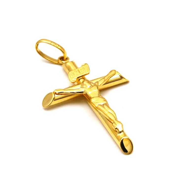 Real Gold Jesus 3D Men Cross Pendant 1399 P 1658