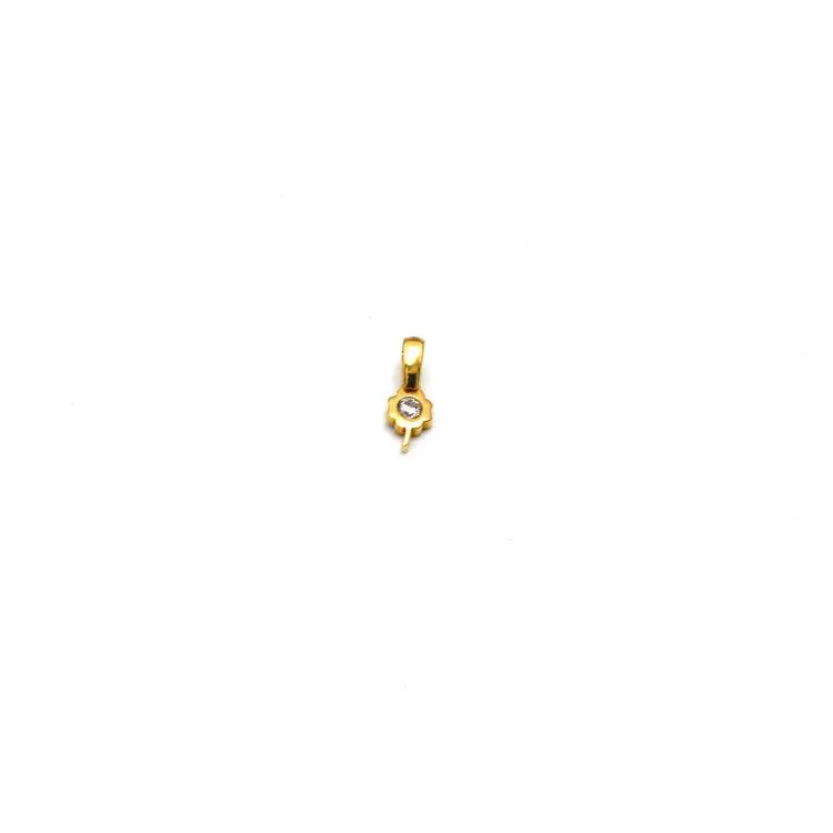 Real Gold Pendant with Small Flower and Stone Design - Model 0063 P 1949