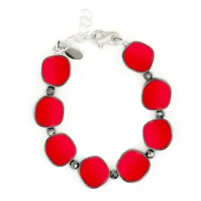 Red Small Circle Glass Beaded Bracelet