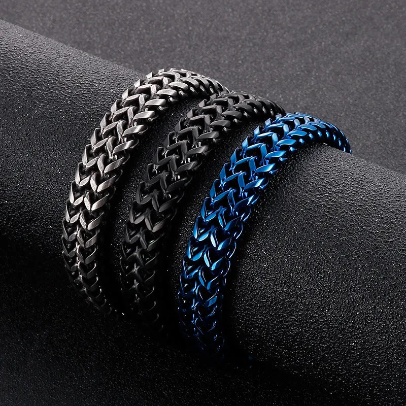 Retro-Inspired Titanium Steel Dual-Row Keel Bracelet for Men – Rock Hip-Hop Personality with Front and Back Chain Design