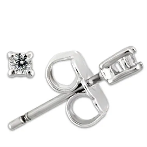 Rhodium 925 Sterling Silver Earrings with AAA Grade CZ in Clear for Women Clear Stone Color Style 0W168