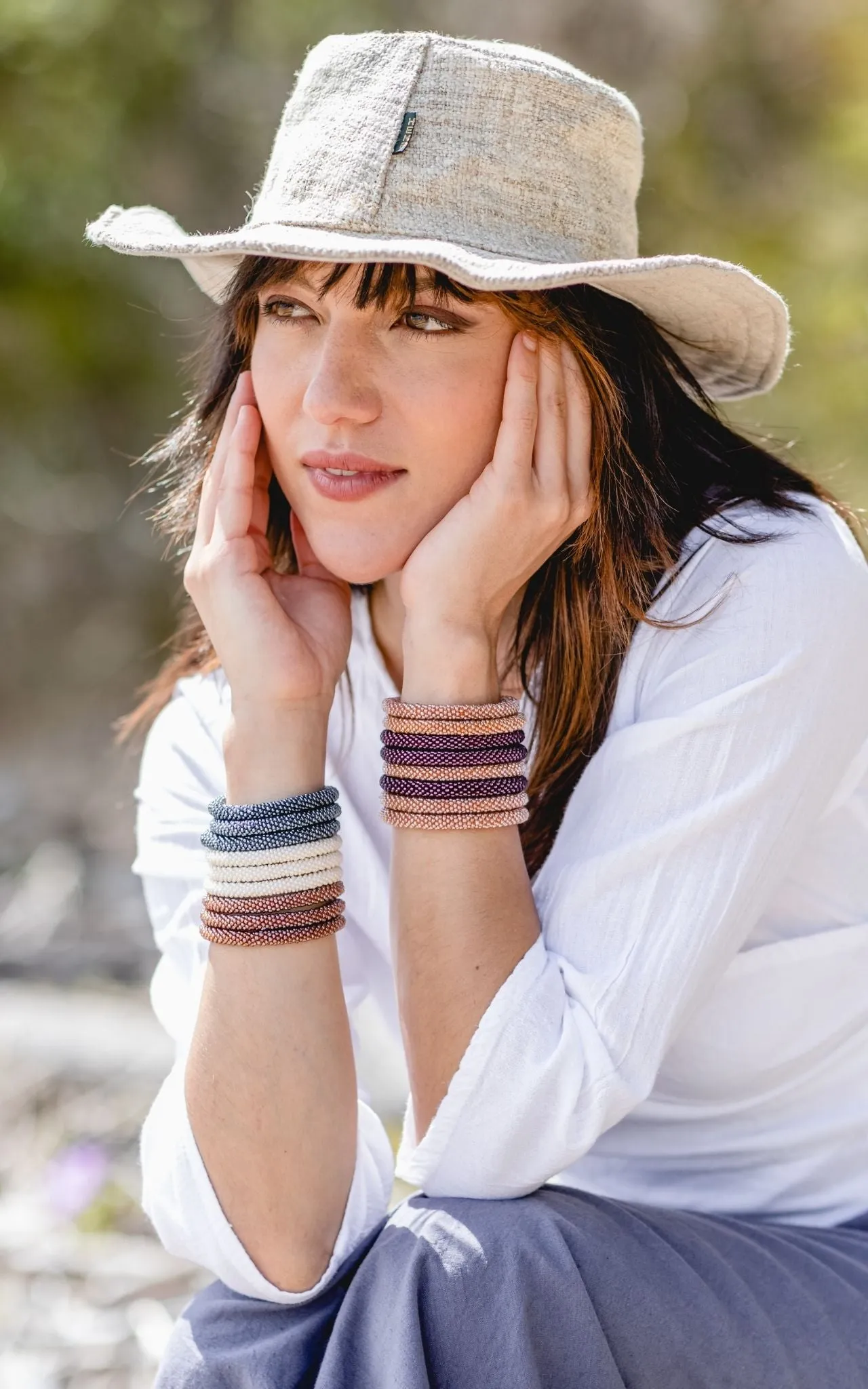 Rolling Beaded Bracelet - Rust