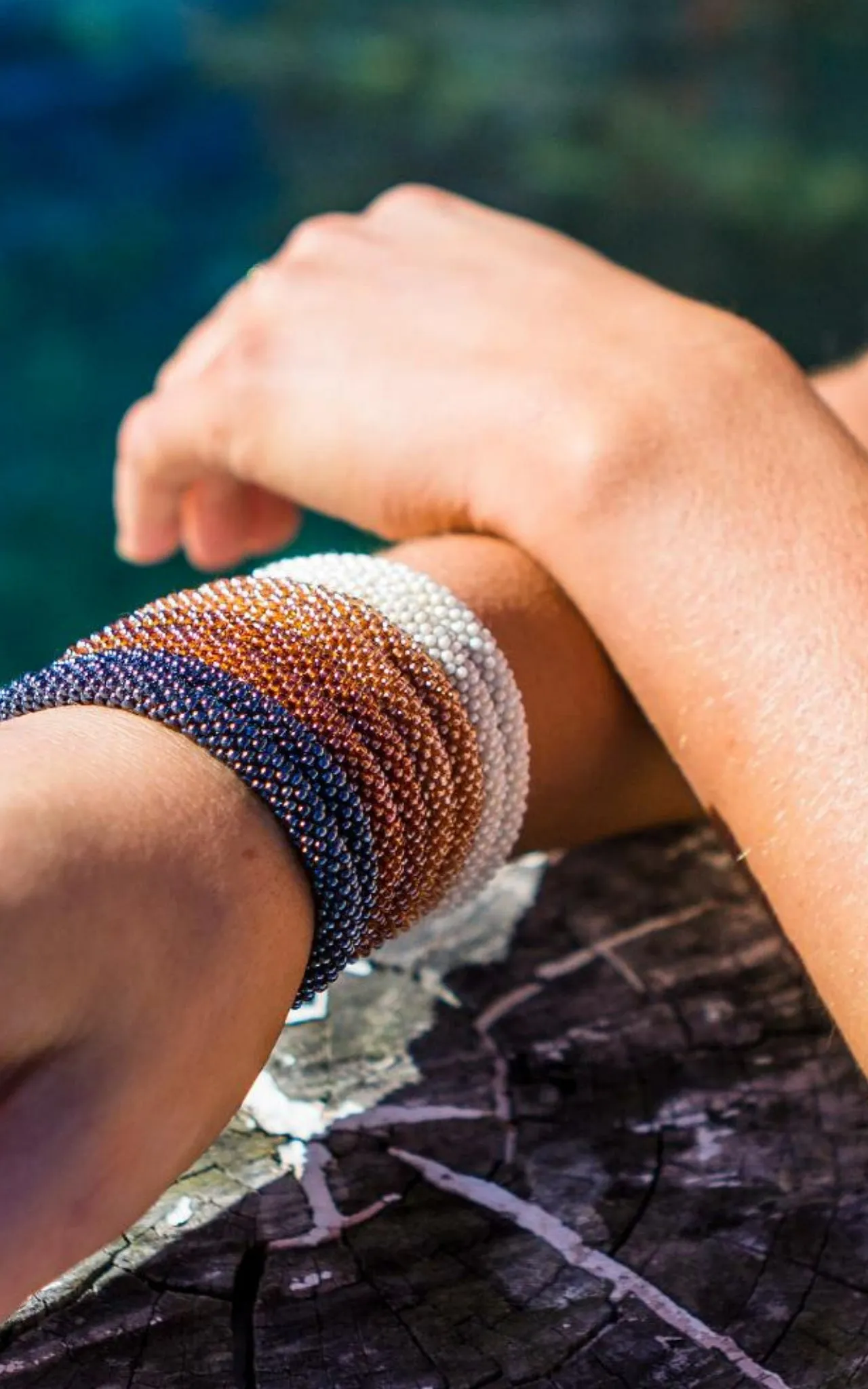 Rolling Beaded Bracelet - Rust