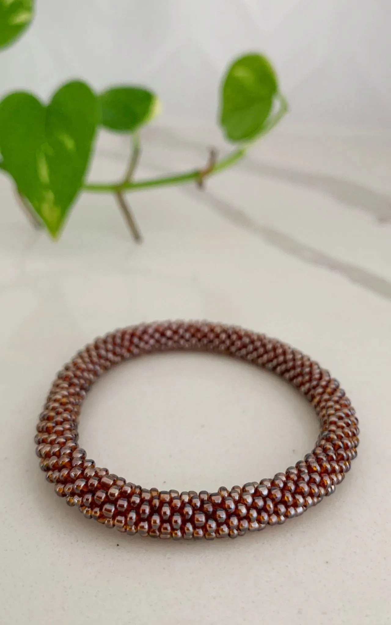 Rolling Beaded Bracelet - Rust