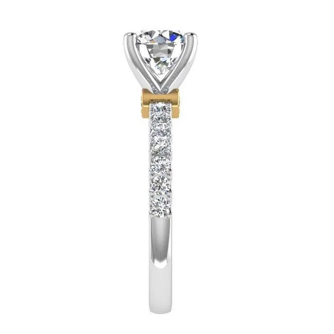 Round Diamond Engagement Ring with Heart Basket 18K Gold