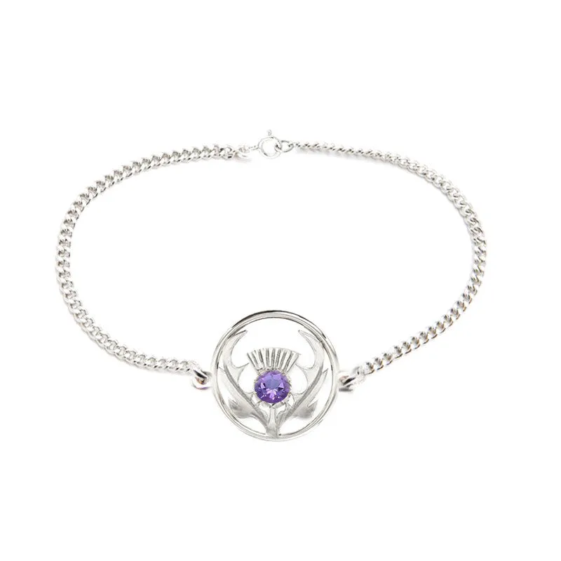 Round Scottish Thistle Bracelet with Amethyst