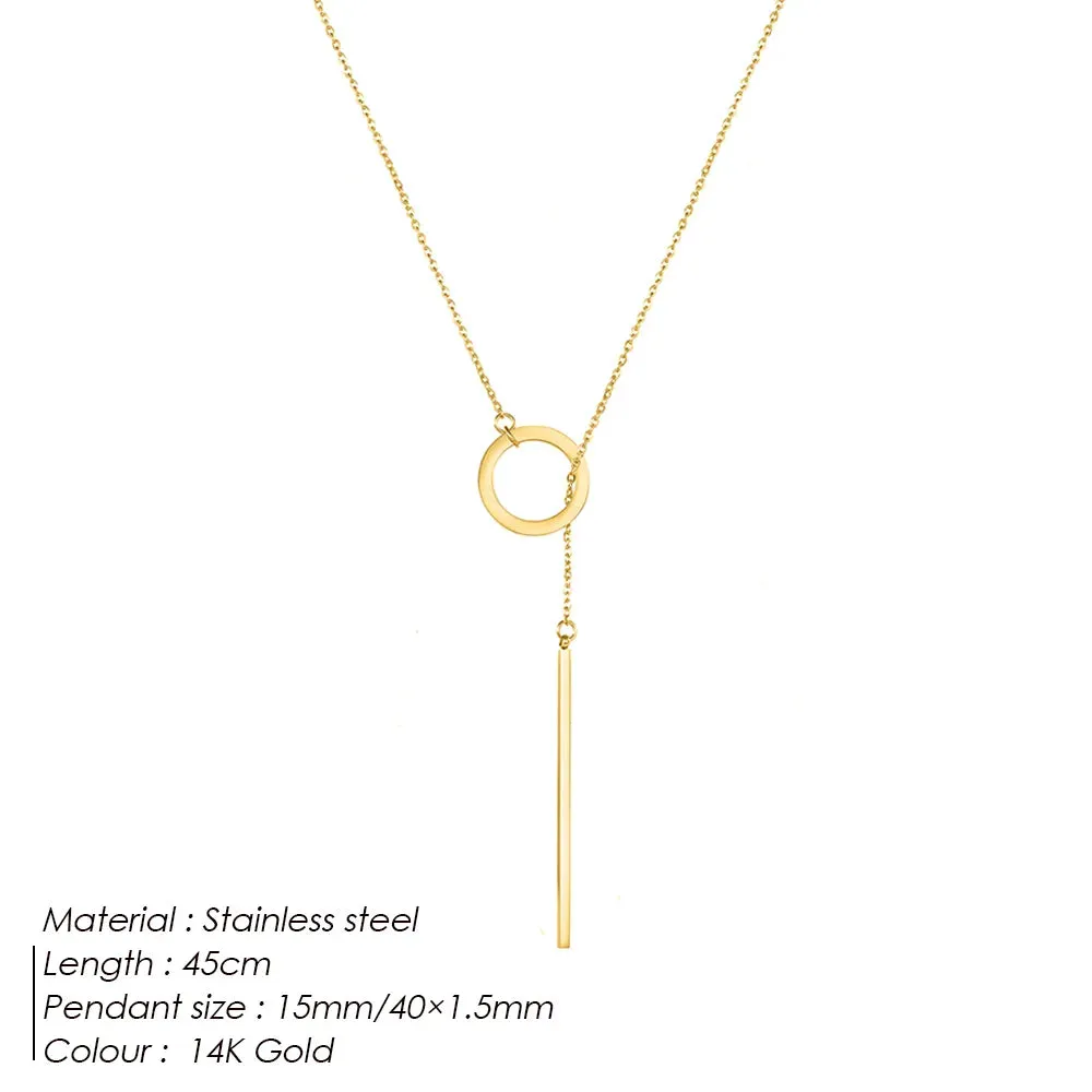 Round Stick Pendant Necklace for Women Long Chain*