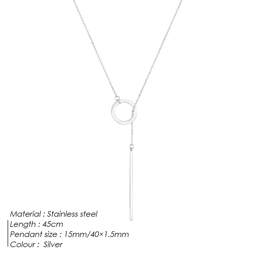 Round Stick Pendant Necklace for Women Long Chain*