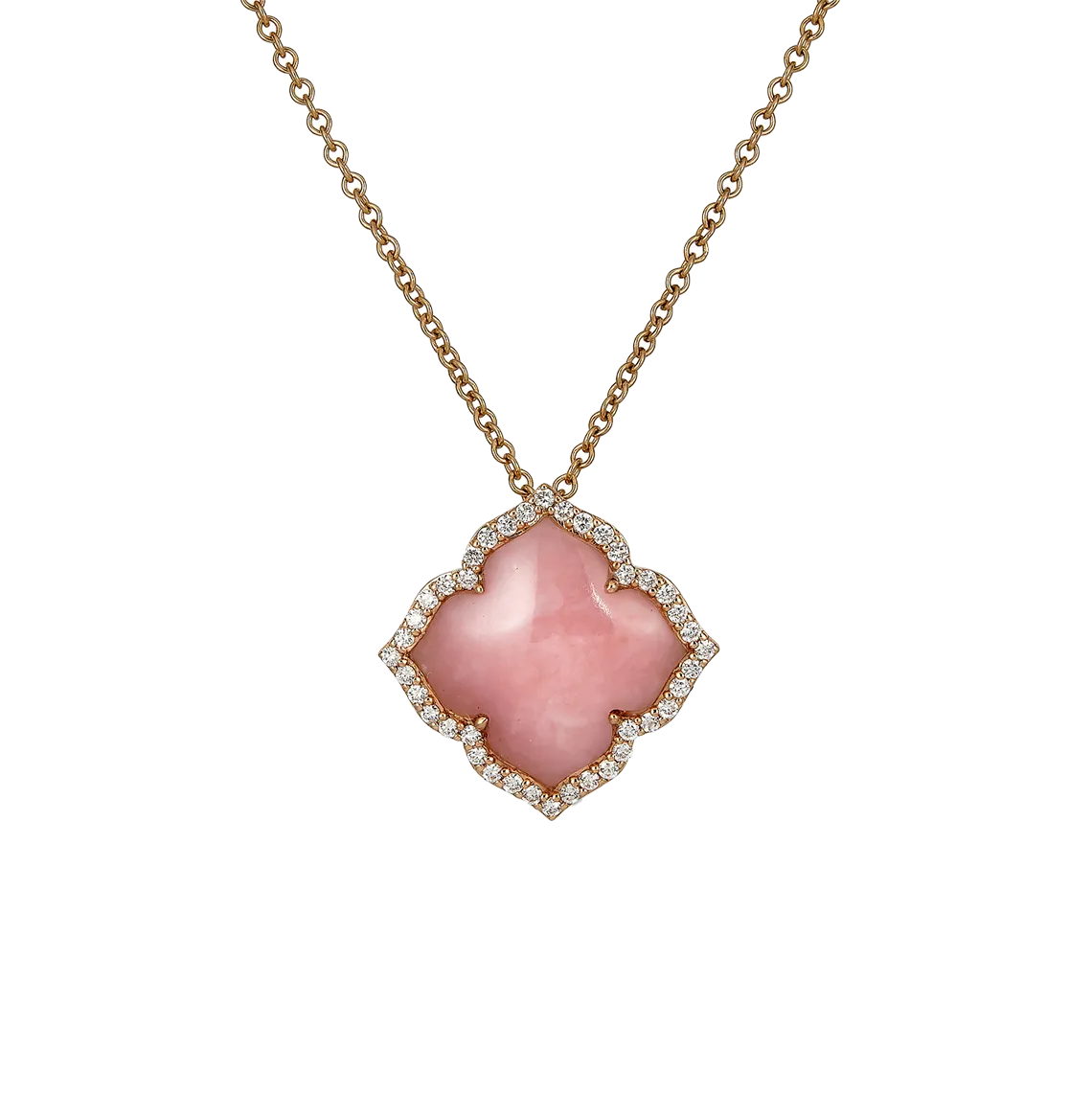 Sabel Collection Rose Gold Pink Opal Flower Necklace