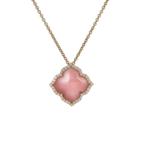 Sabel Collection Rose Gold Pink Opal Flower Necklace