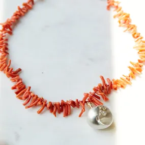 Salacia Coral   Pearl Shell Cameo Necklace