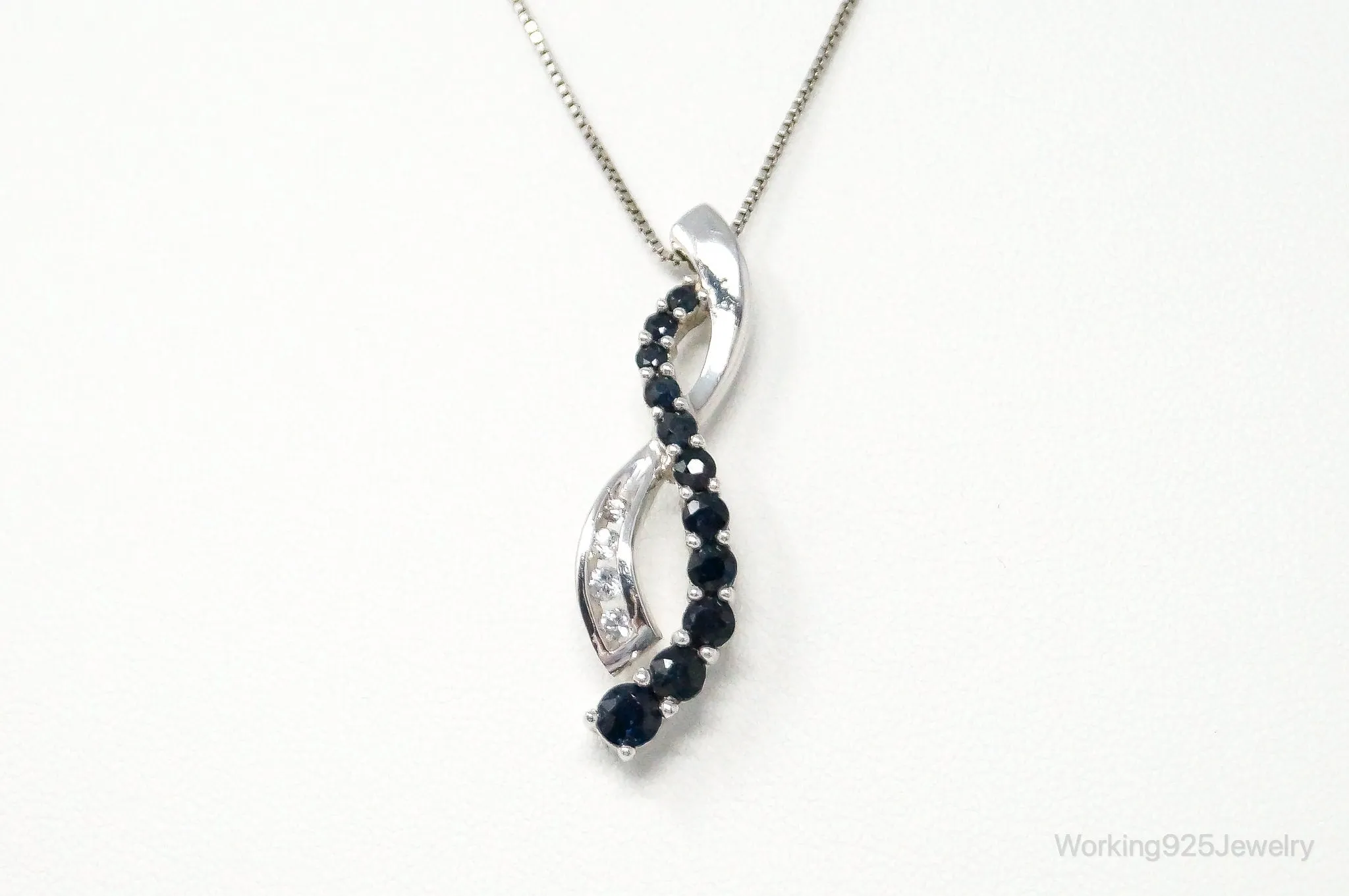 Sapphire Cubic Zirconia Sterling Silver Necklace