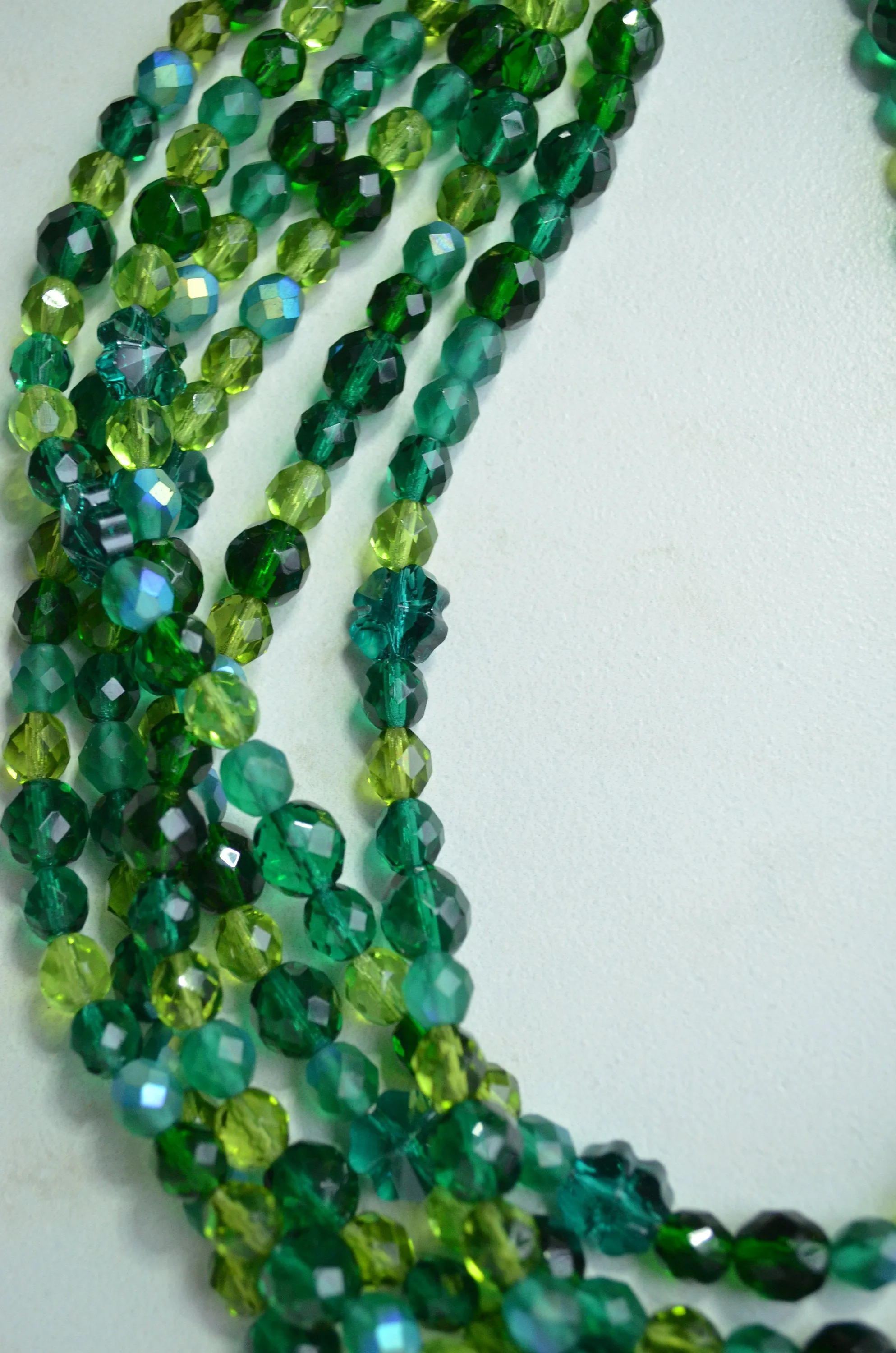 Shamrock St Patricks Day Crystal Clover Bead Statement Necklace