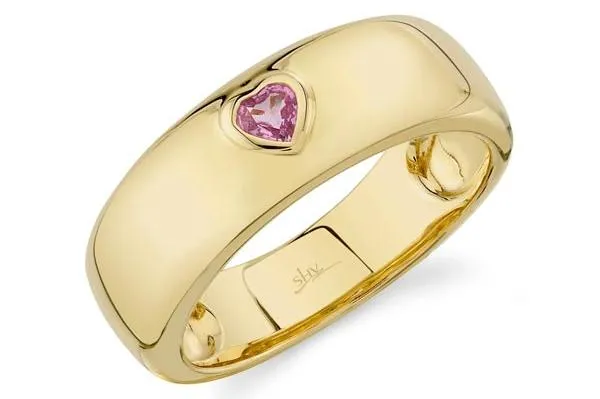 Shy Creation Pink Sapphire Heart Bezel Ring