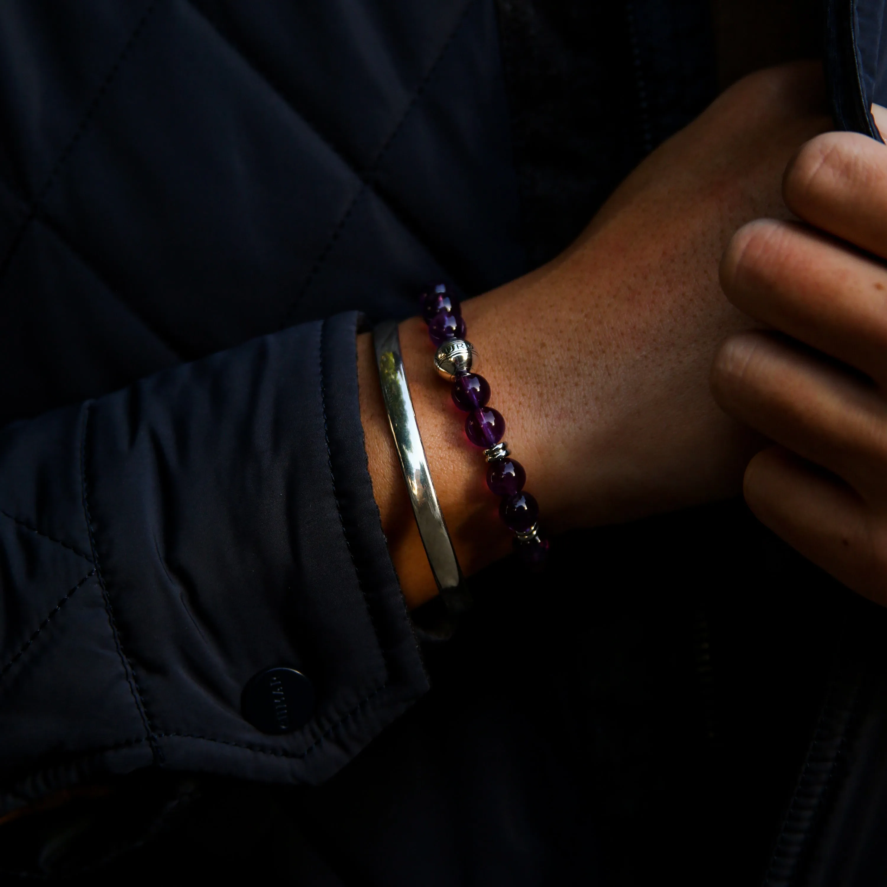 Silver Amethyst Charka Bracelet