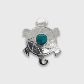 Silver and Turquoise Turtle Pendant