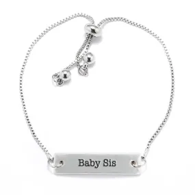 Silver Baby Sis Adjustable Bar Bracelet