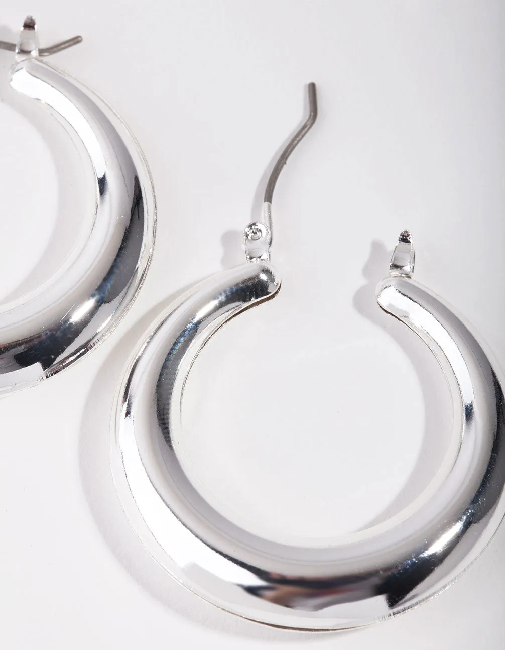 Silver Basic Smooth Hoop Earrings