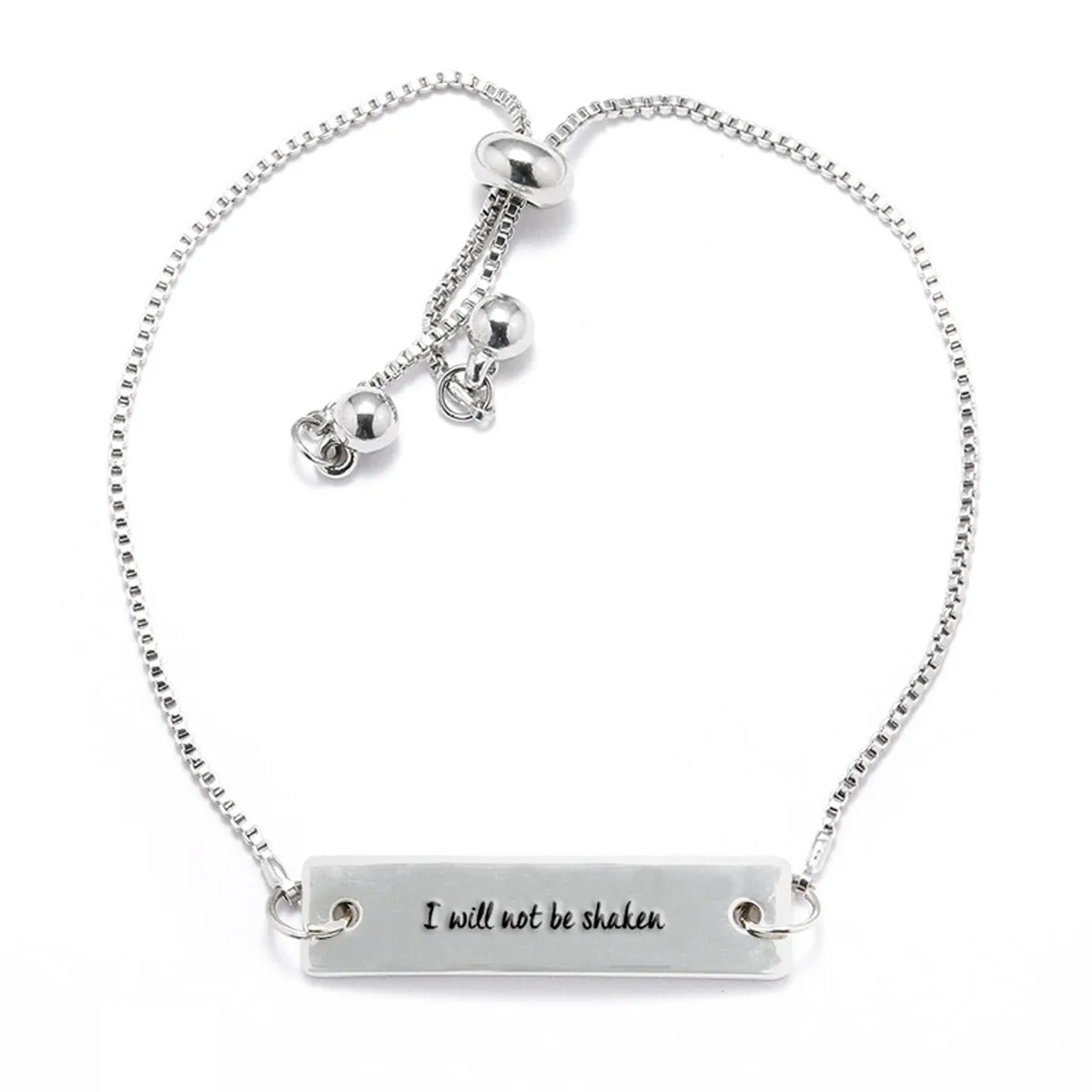 Silver I will not be shaken Adjustable Bar Bracelet