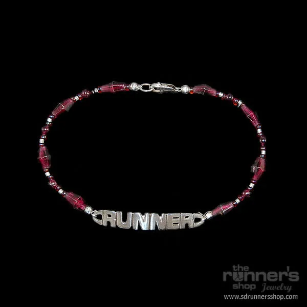 Silver "Runner" w/ Garnet Bracelet