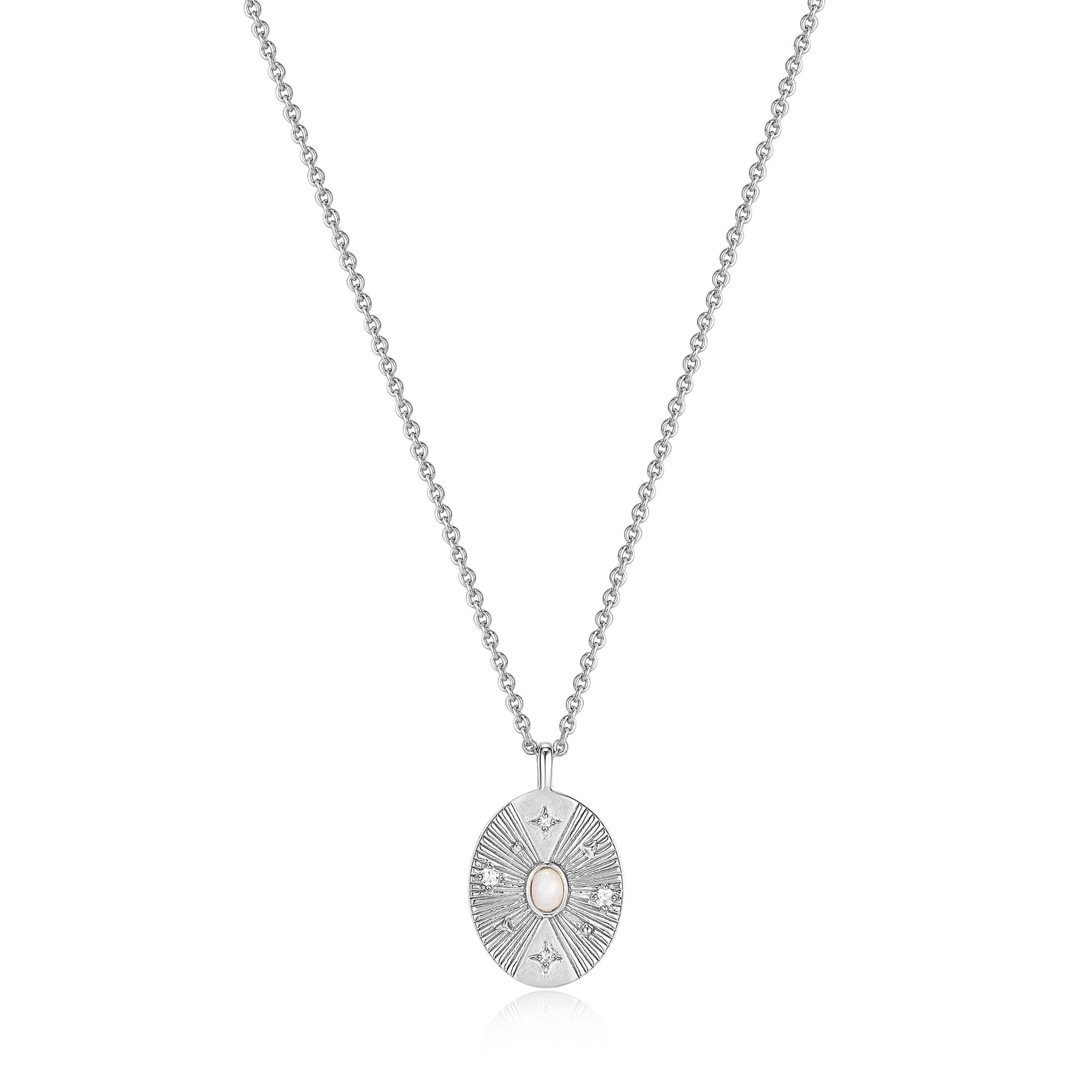 Silver Scattered Stars Kyoto Opal Disc Necklace