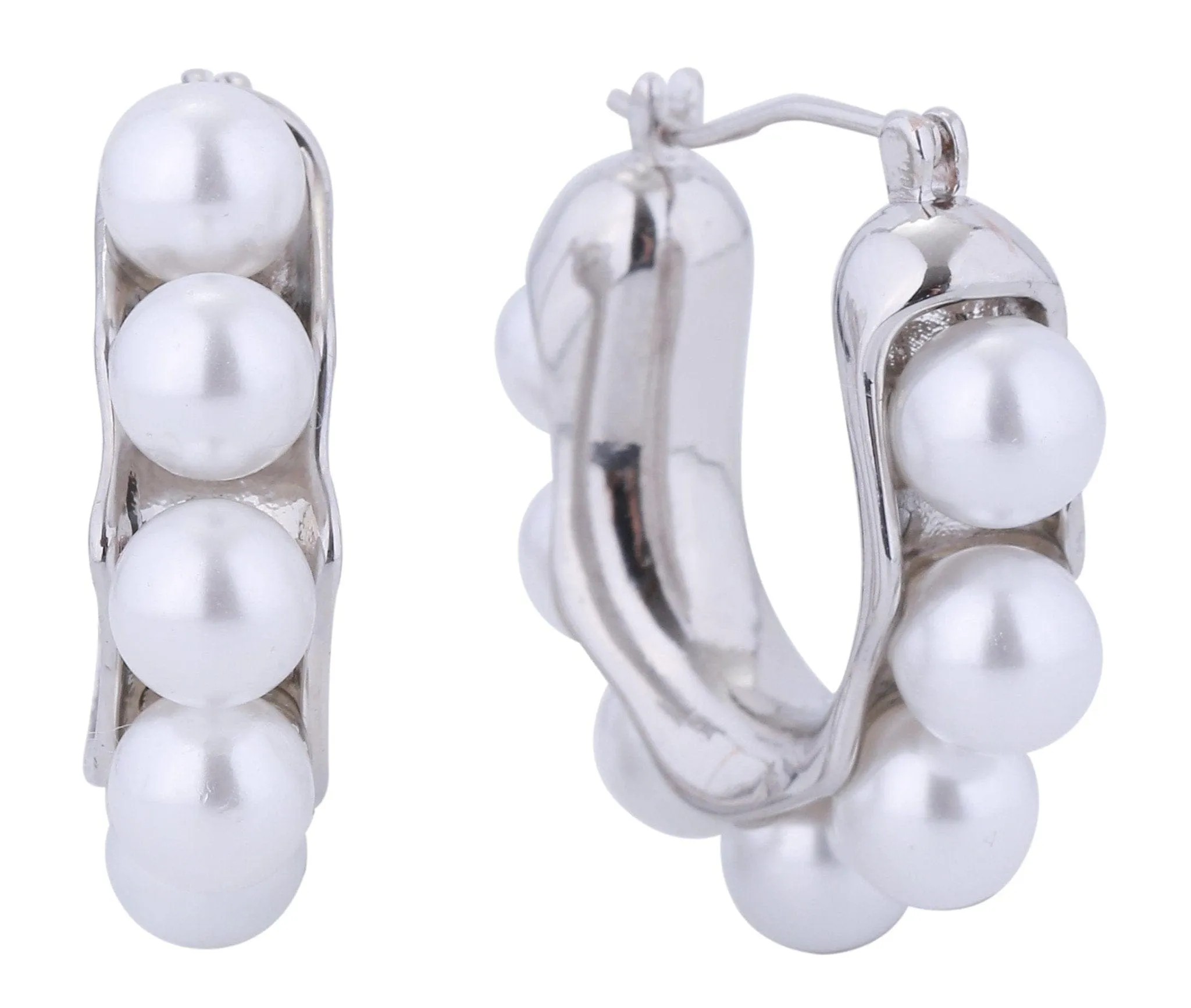 SJE310526 14K U Shaped Pearl Pincatch Earrings