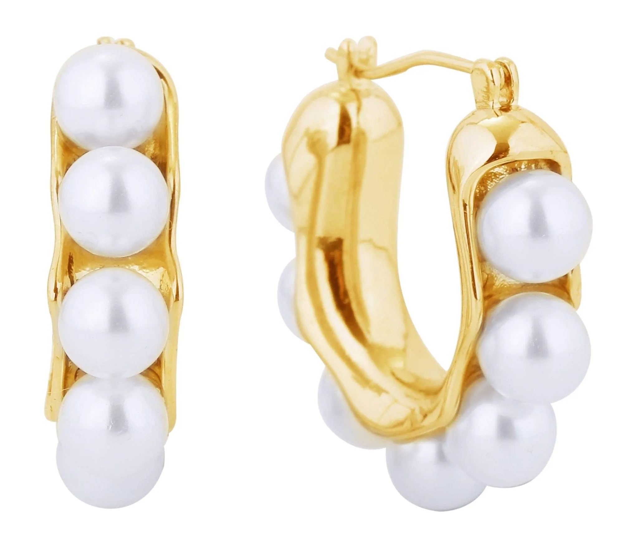 SJE310526 14K U Shaped Pearl Pincatch Earrings