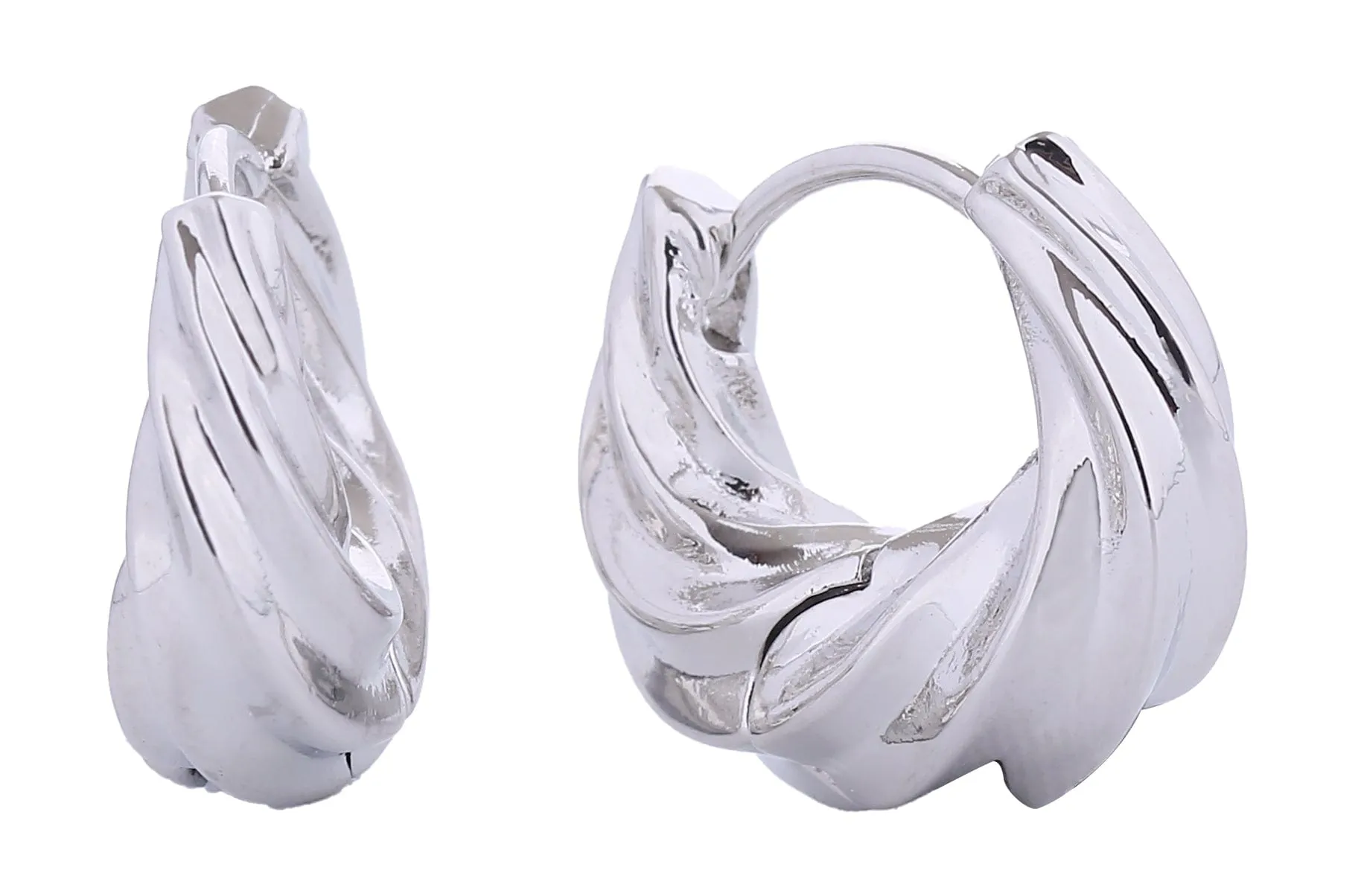 SJE310669 14K Twisted Wave Hoop Earrings