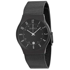 Skagen Men's Grenen Black Titanium Case Stainless Steel Mesh Watch 233XLTMB