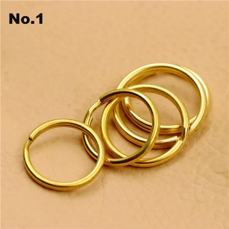 Solid Brass Split Key Ring Round Flat 12-25mm Hardware Accessories