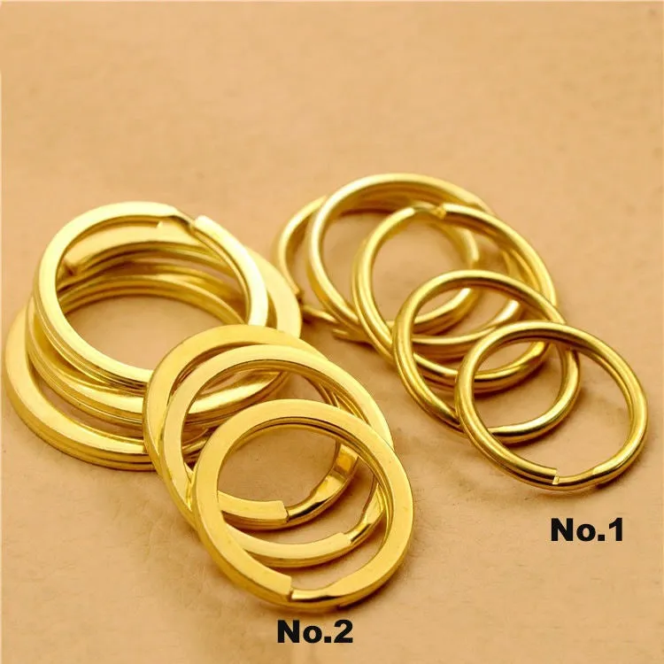 Solid Brass Split Key Ring Round Flat 12-25mm Hardware Accessories