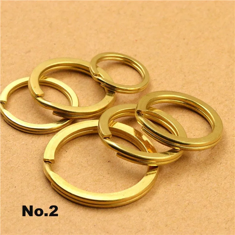 Solid Brass Split Key Ring Round Flat 12-25mm Hardware Accessories