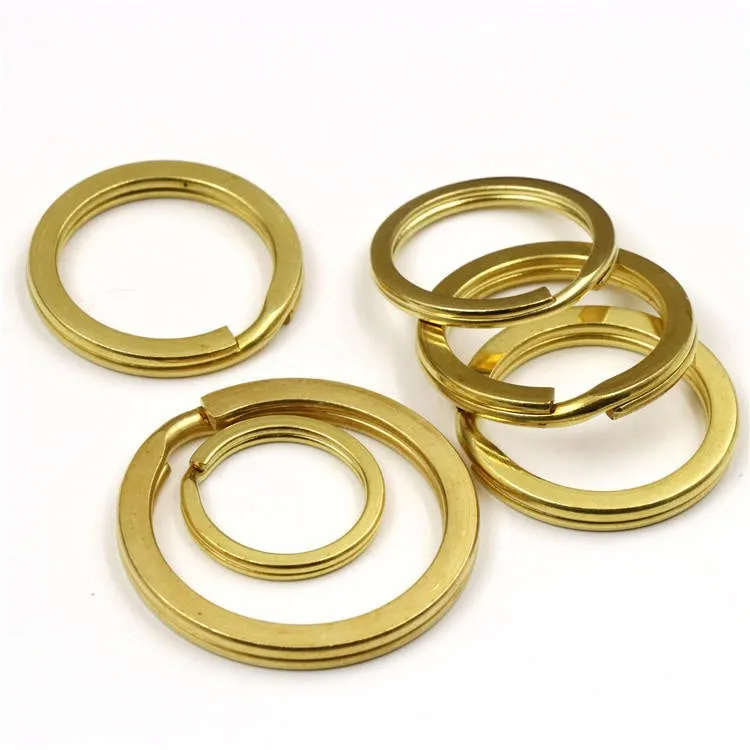 Solid Brass Split Key Ring Round Flat 12-25mm Hardware Accessories