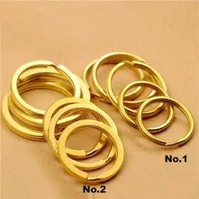 Solid Brass Split Key Ring Round Flat 12-25mm Hardware Accessories