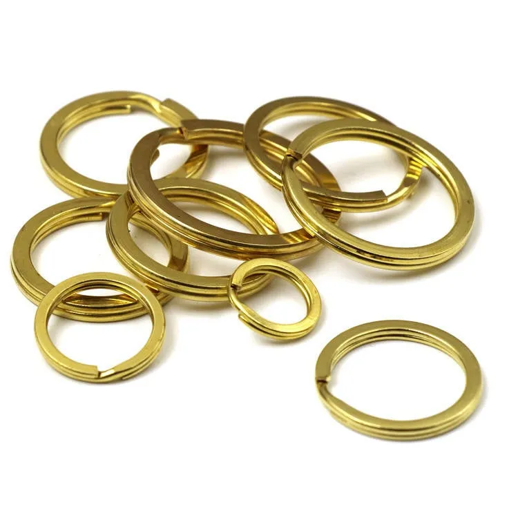 Solid Brass Split Key Ring Round Flat 12-25mm Hardware Accessories