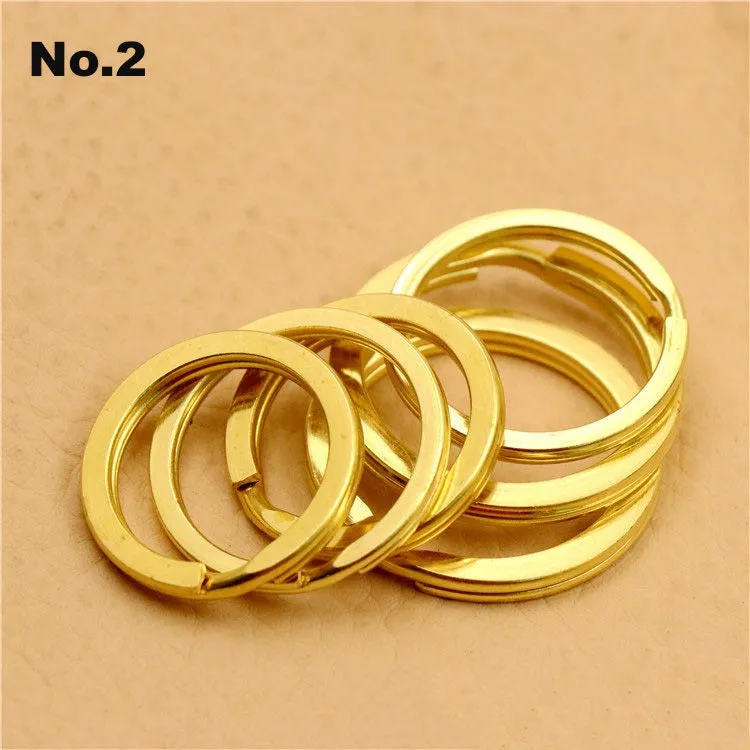 Solid Brass Split Key Ring Round Flat 12-25mm Hardware Accessories