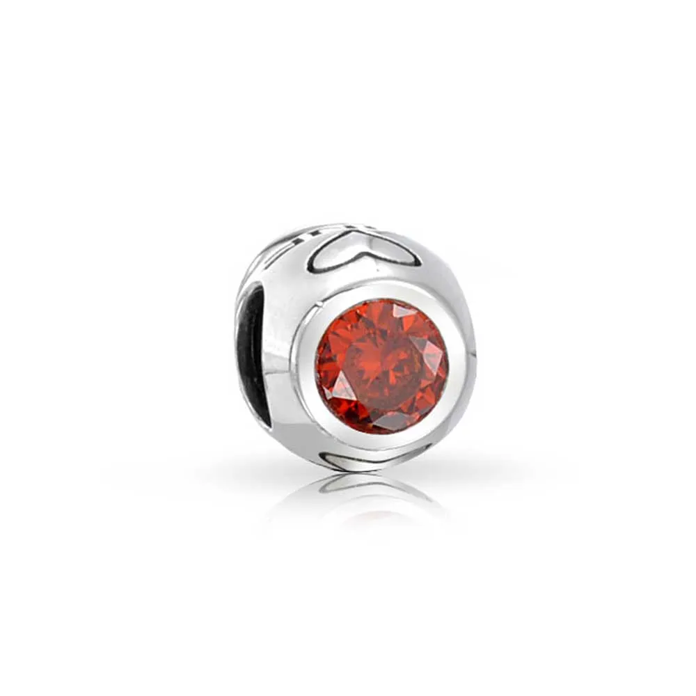 Sommelier Red Wine Glass Charm Bead with Cubic Zirconia for European Bracelet